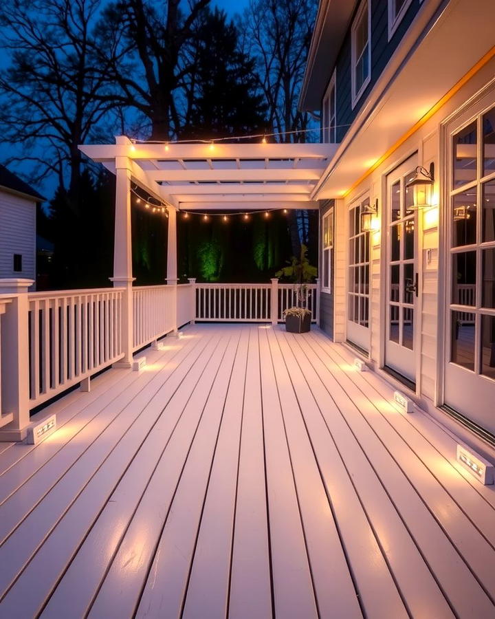 White Deck with Outdoor Lighting - 25 White Deck Ideas