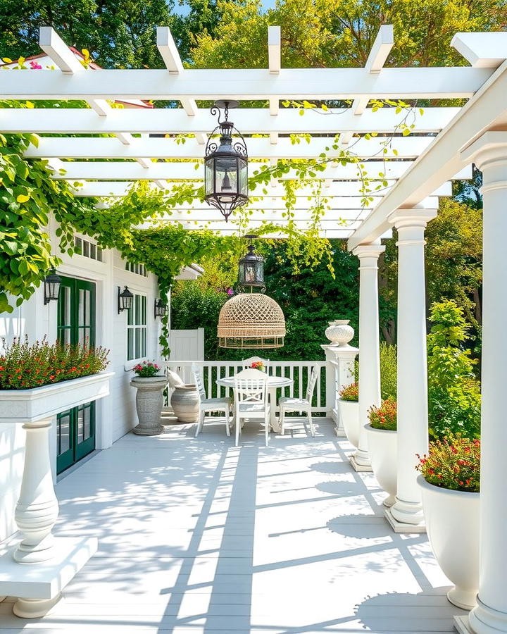 White Deck with Pergola - 25 White Deck Ideas