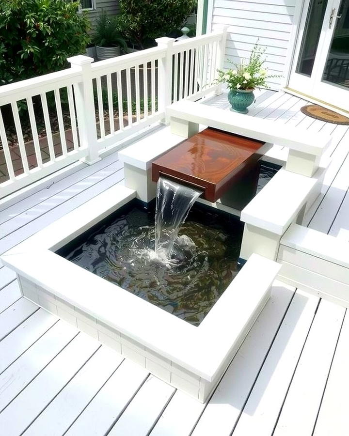 White Deck with Water Feature - 25 White Deck Ideas