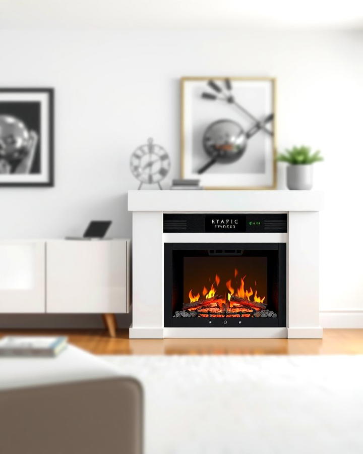 White Electric Fireplace with a Modern Twist - 25 White Fireplace Ideas