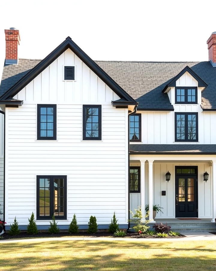 White Farmhouse with Black Trimmed Windows - 25 White Farmhouse With Black Windows Ideas