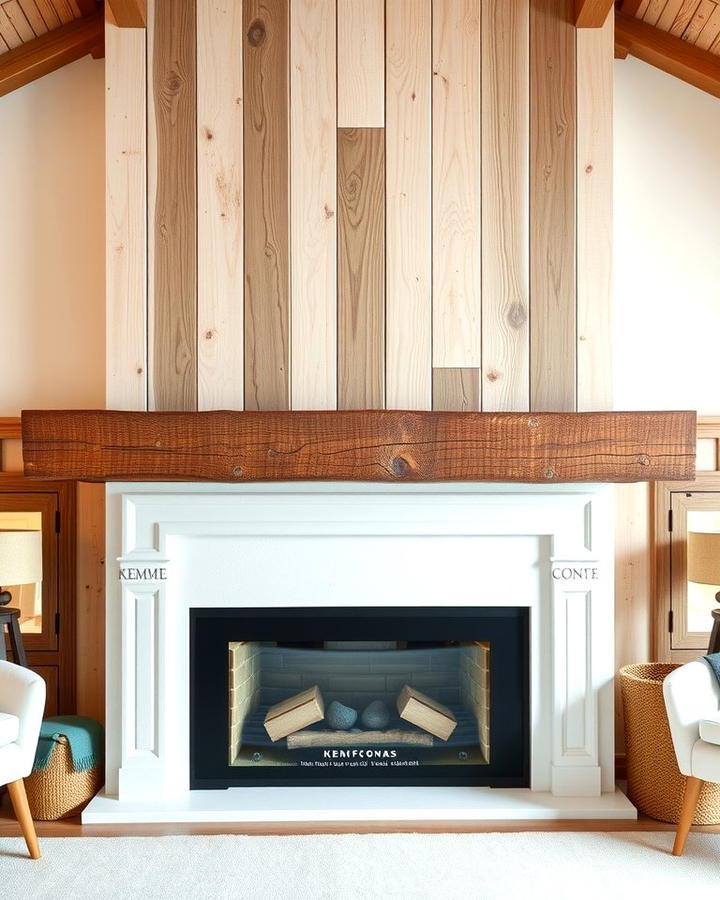 White Fireplace with Reclaimed Wood Mantel - 25 White Fireplace Ideas