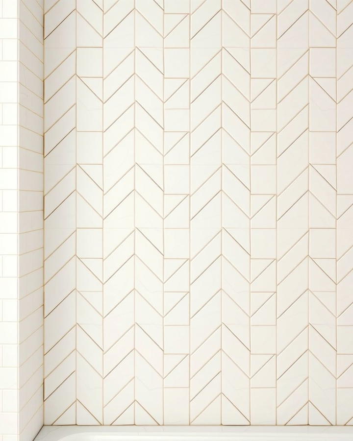 White Herringbone Pattern for Sophistication - 30 White Tile Bathroom Ideas