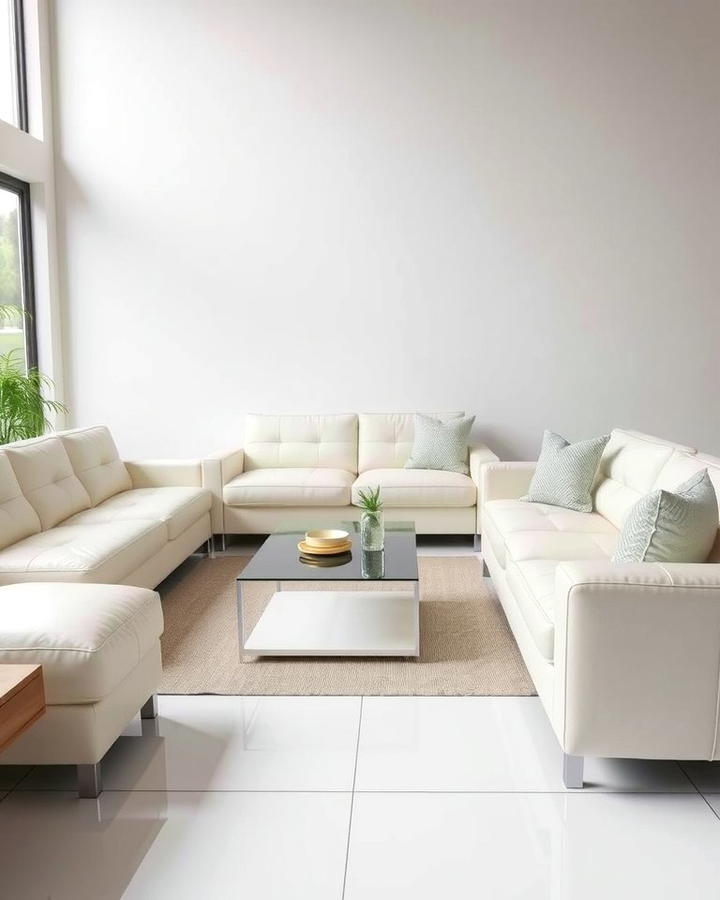 White Leather Furniture - 25 White Living Room Ideas