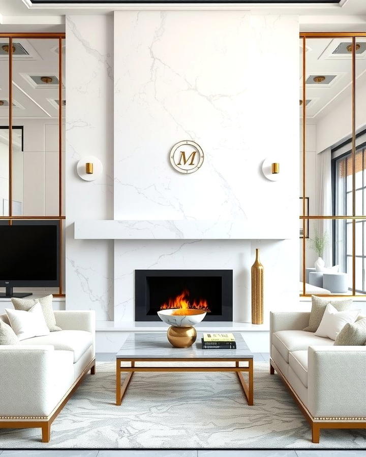 White Marble Elegance - 25 White Fireplace Ideas