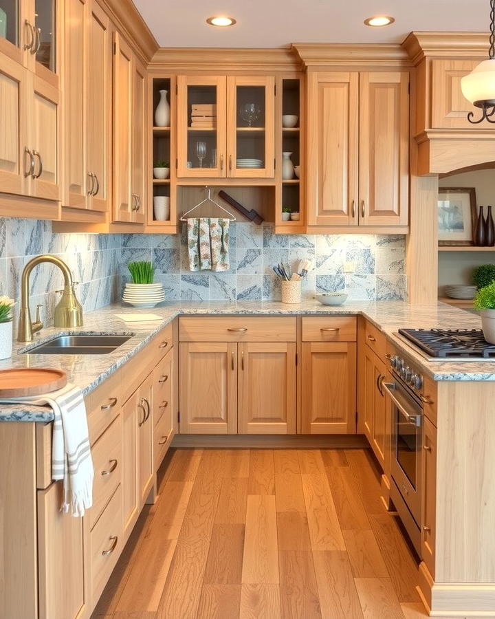 White Oak Cabinets with Natural Stone Accents - 30 Kitchens With White Oak Cabinets