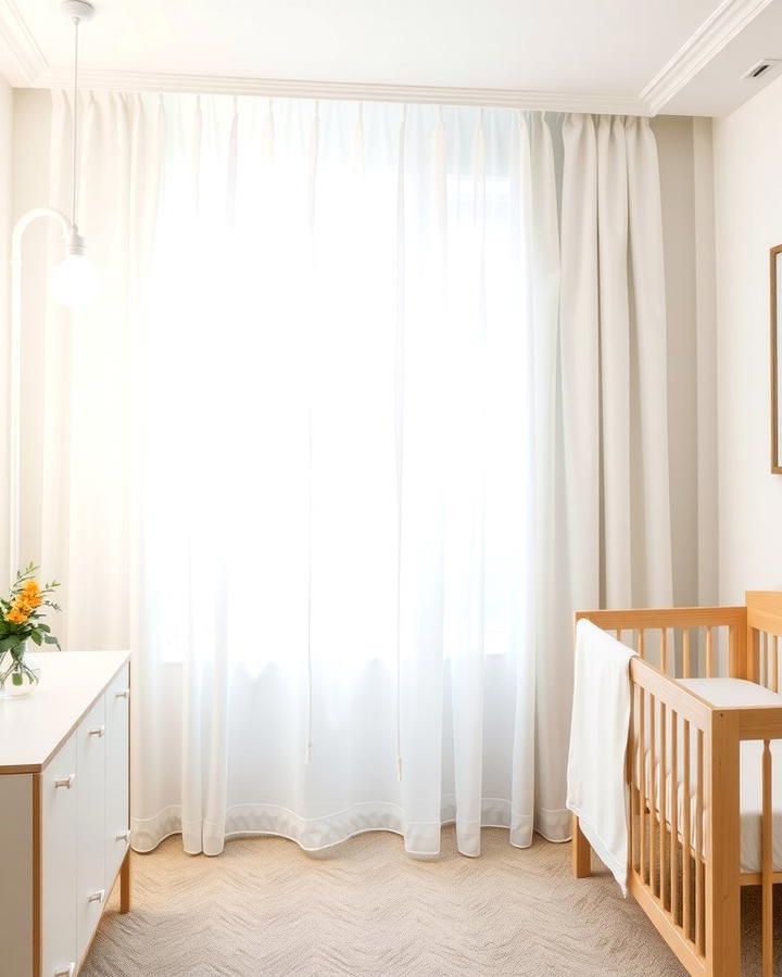 White Sheer Curtains for Soft Lighting - 25 White Nursery Ideas