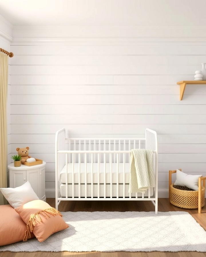 White Shiplap Accent Wall 2 - 25 White Nursery Ideas