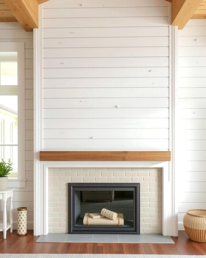 White Shiplap Fireplace Wall - 30 Fireplace Wall Ideas