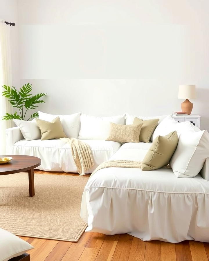 White Slipcovers for Versatility - 25 White Living Room Ideas