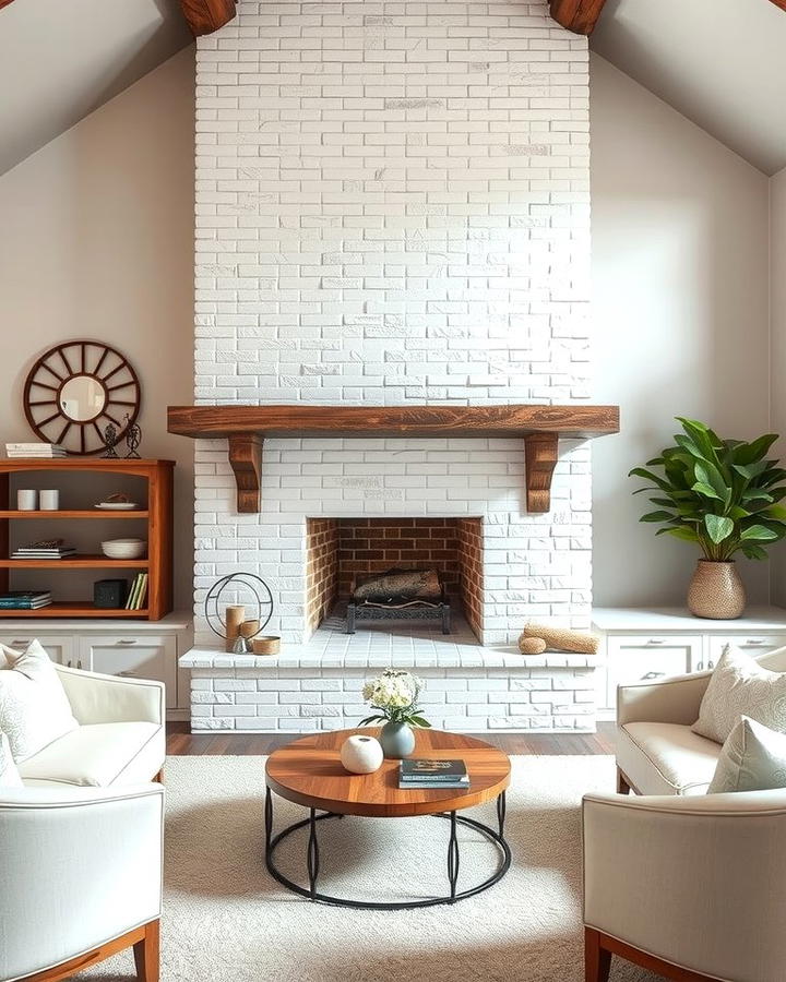 White Stone Fireplace with Rustic Appeal - 25 White Fireplace Ideas