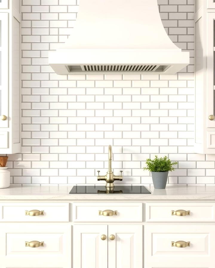 White Subway Tile Backsplash - 30 White Farmhouse Kitchen Ideas