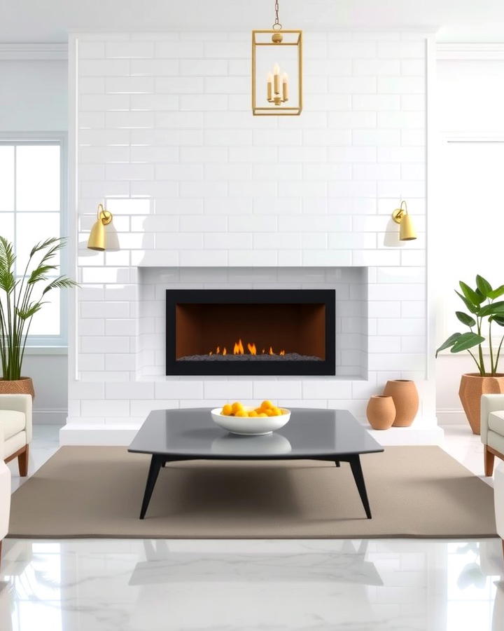 White Tile Surround - 25 White Fireplace Ideas