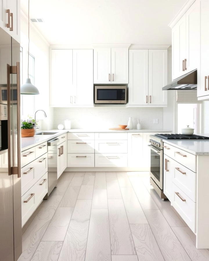 White Vinyl Plank Flooring - 25 White Kitchen Floor Ideas