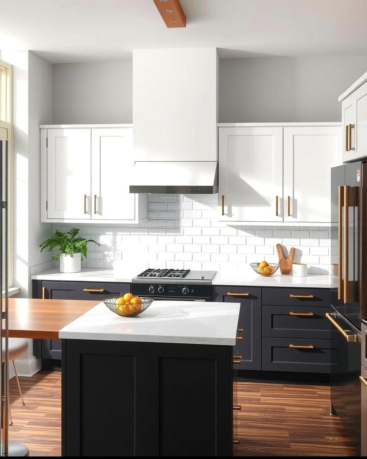 White and Charcoal Modernity - 25 Two Tone Kitchen Cabinet Ideas