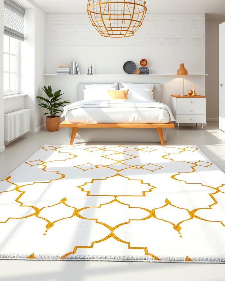 White and Gold Area Rugs - 25 White and Gold Bedroom Ideas