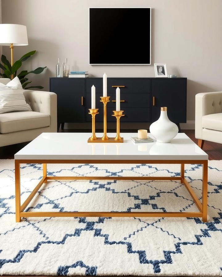 White and Gold Coffee Table - 25 White and Gold Living Room Ideas