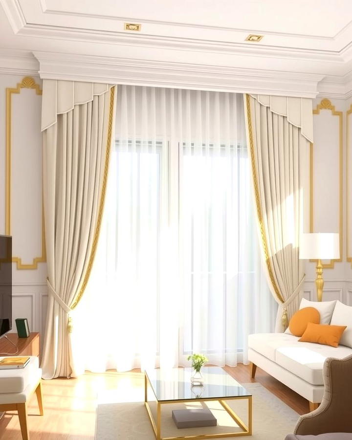 White and Gold Curtains for a Polished Look - 25 White and Gold Living Room Ideas