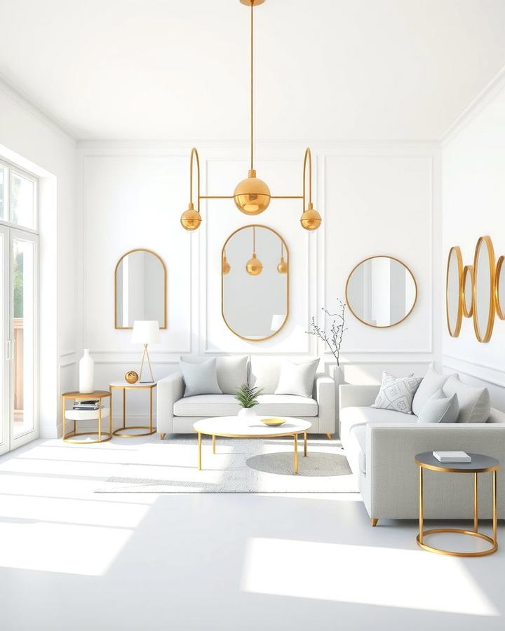 White and Gold Minimalist Theme - 25 White and Gold Living Room Ideas