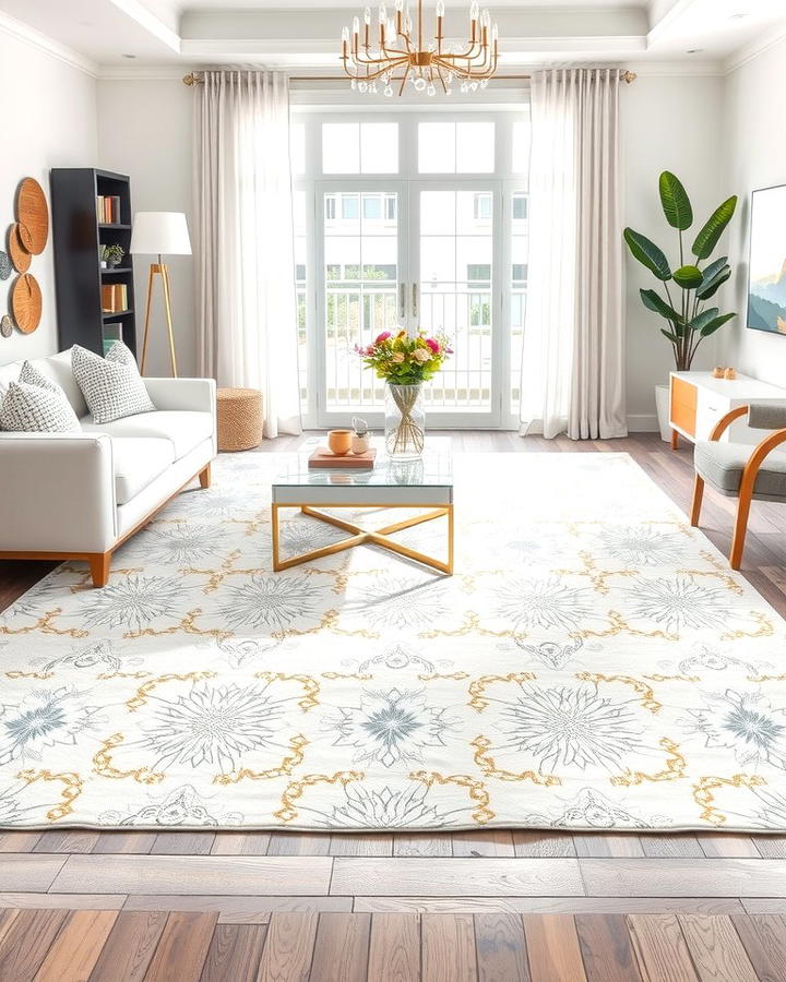 White and Gold Rugs - 25 White and Gold Living Room Ideas