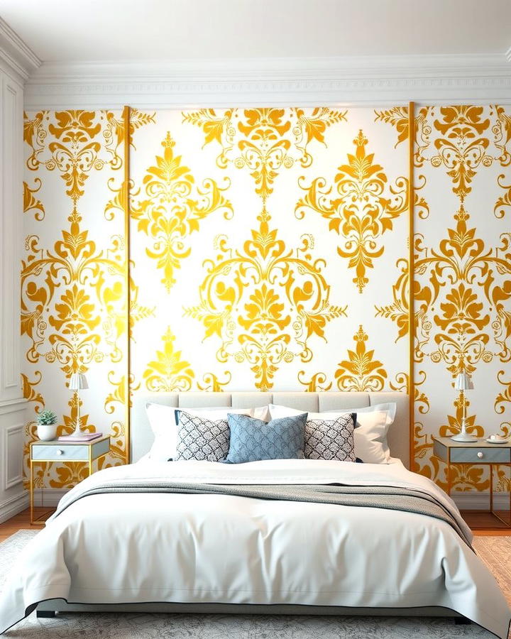 White and Gold Wallpaper - 25 White and Gold Bedroom Ideas