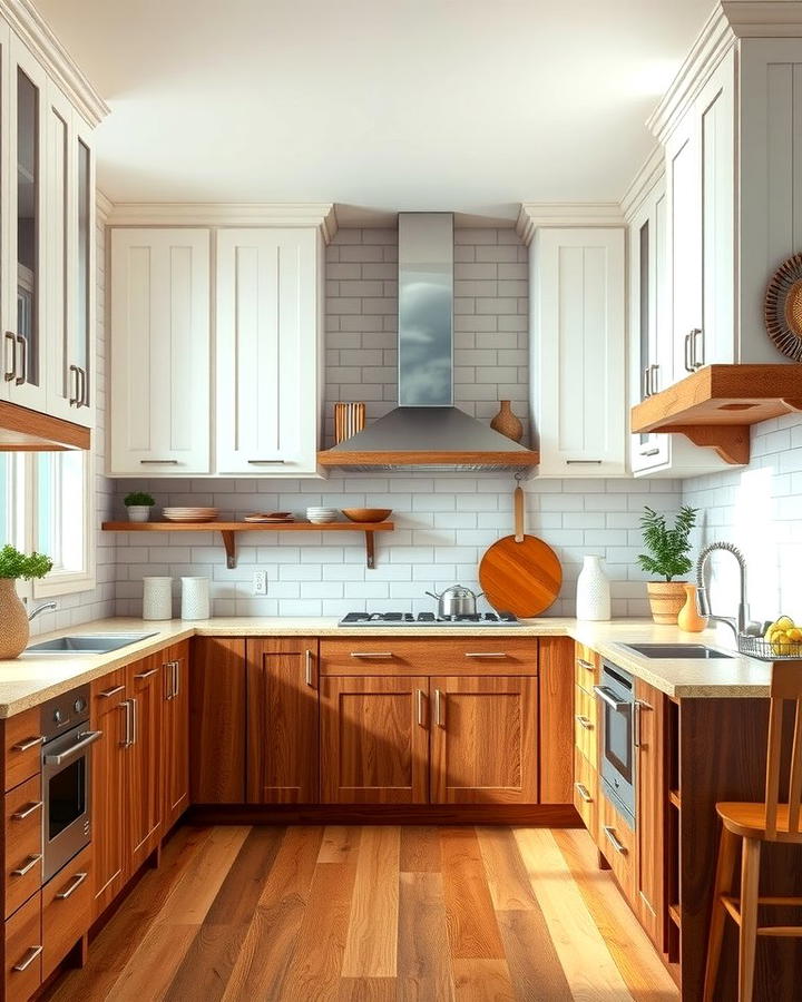 White and Walnut Warmth - 25 Two Tone Kitchen Cabinet Ideas