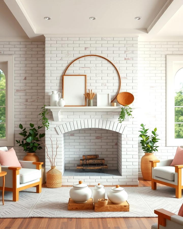 Whitewashed Brick - 25 Rustic Fireplaces