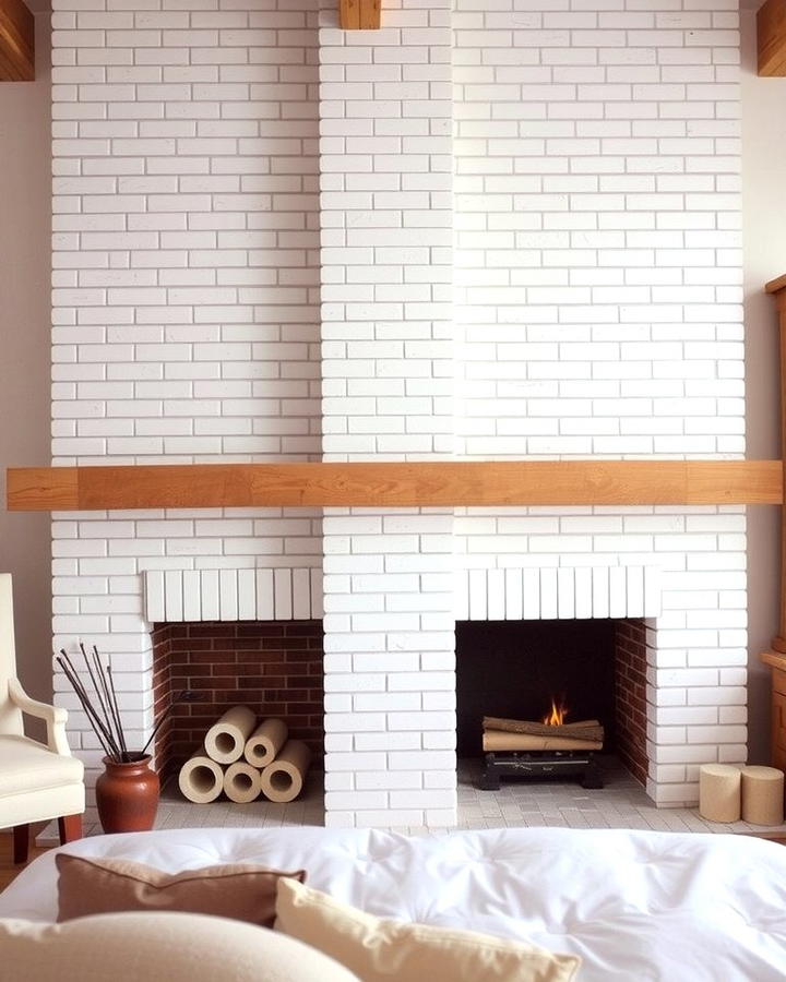 Whitewashed Brick Fireplace - 30 Bedroom Fireplace Ideas