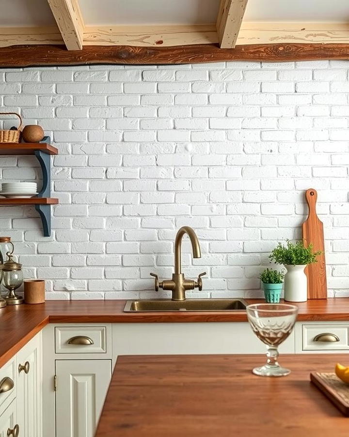 Whitewashed Brick - 25 Rustic Backsplash Ideas