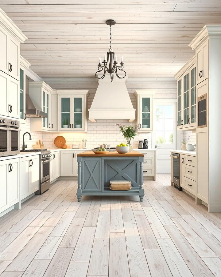 Whitewashed Hardwood Flooring - 25 White Kitchen Floor Ideas