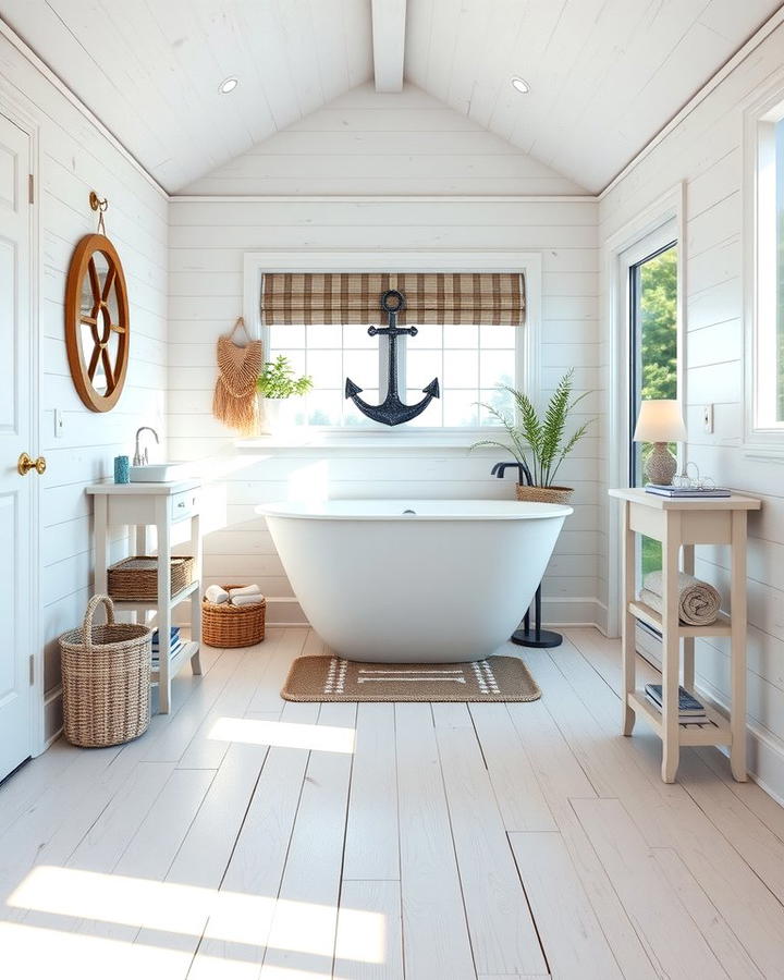 Whitewashed Wood for a Coastal Vibe - 30 Ideas for Wood Floors in Bathrooms