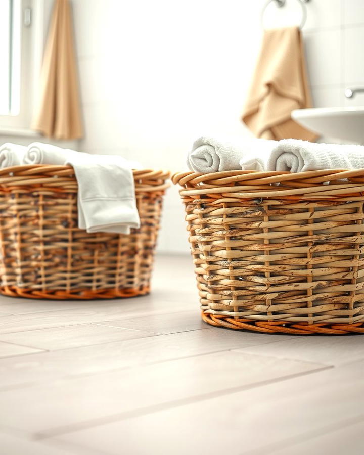 Wicker Baskets for Towel Storage - 25 Towel Display Ideas