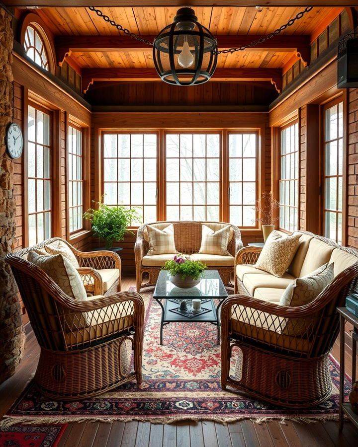 Wicker Furniture Ensemble - 25 Rustic Sunroom Ideas