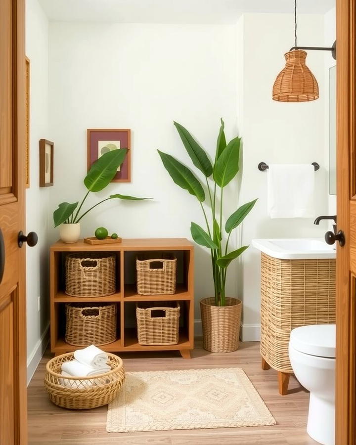 Wicker Storage for Functional Decor - 25 Tropical Bathroom Ideas