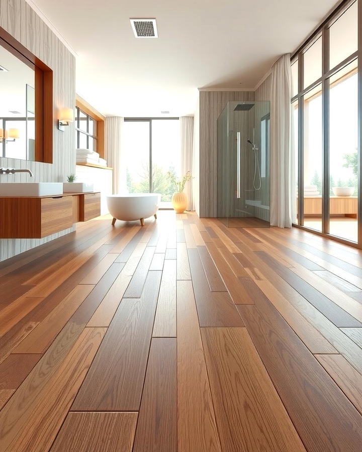 Wide Plank Wood Flooring - 30 Ideas for Wood Floors in Bathrooms