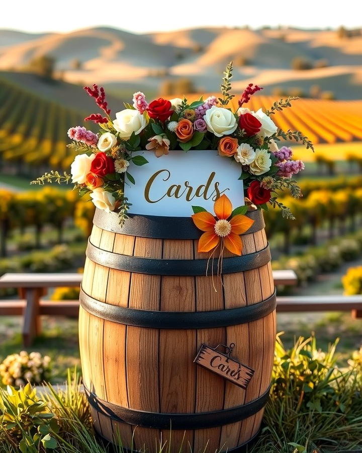 Wine Barrel Card Box - 30 Wedding Card Box Ideas