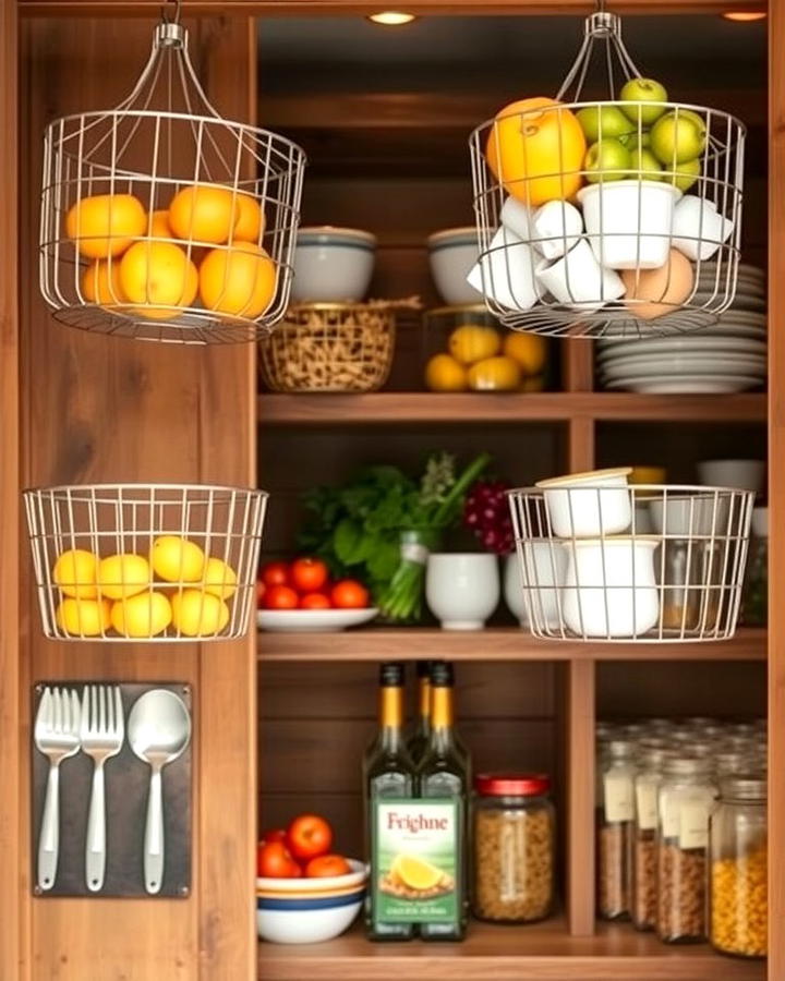 Wire Baskets for Rustic Charm - 25 Open Pantry Ideas