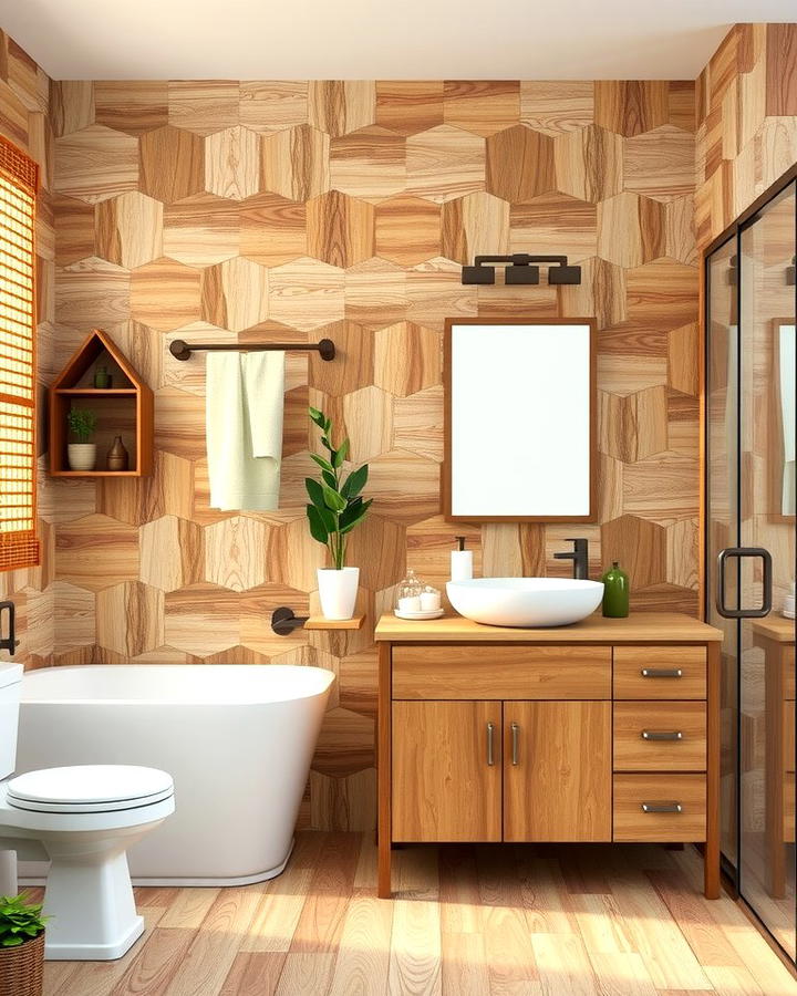 Wood Look Hexagon Tiles - 30 Bathrooms With Hexagon Tile Floors