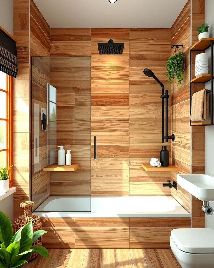 Wood Look Tile Shower Surrounds 2 - 25 Shower Surround Ideas