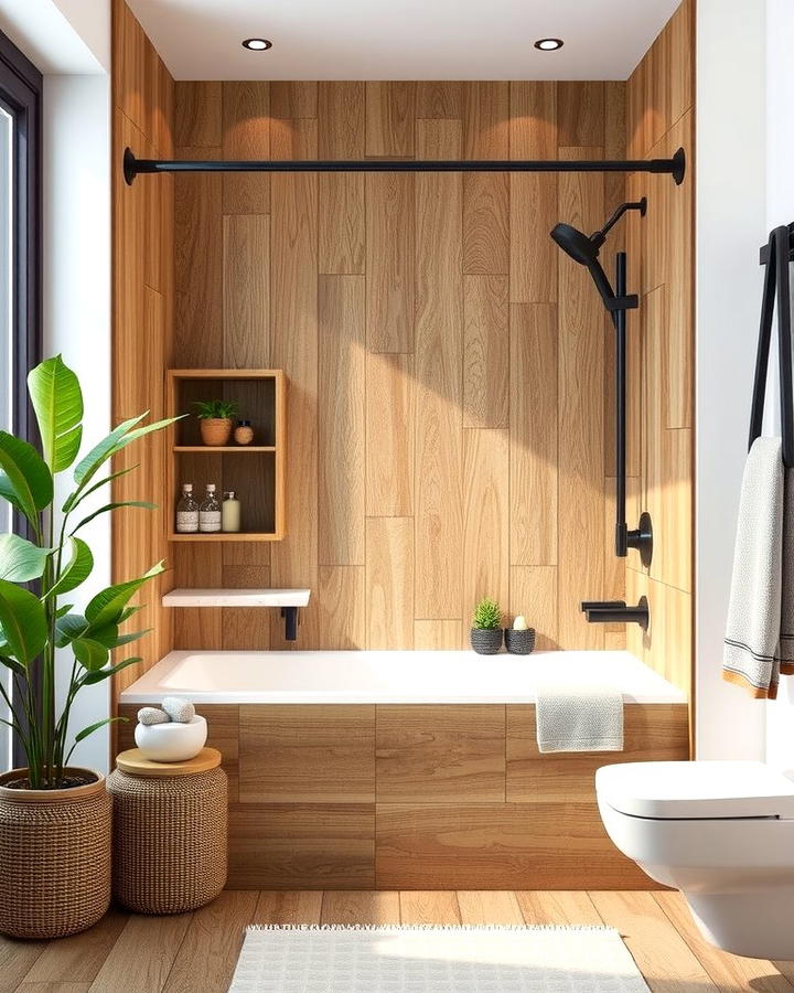 Wood Look Tile Shower Surrounds - 25 Shower Surround Ideas