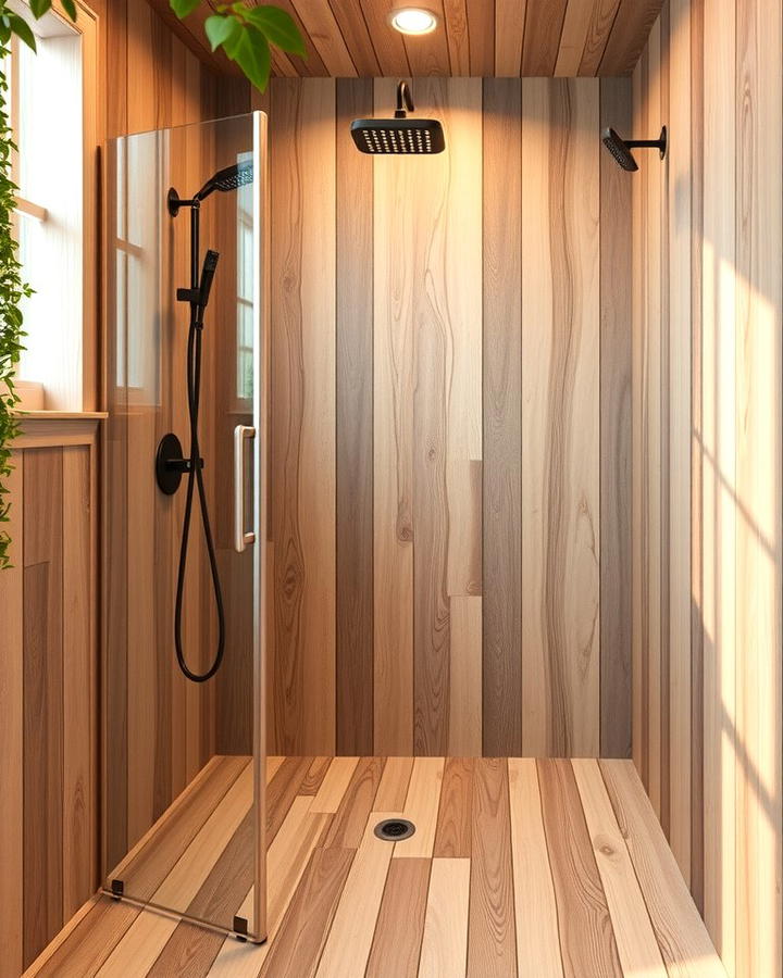 Wood Look Tiles for Warmth - 25 Walk-in Shower Tile Ideas