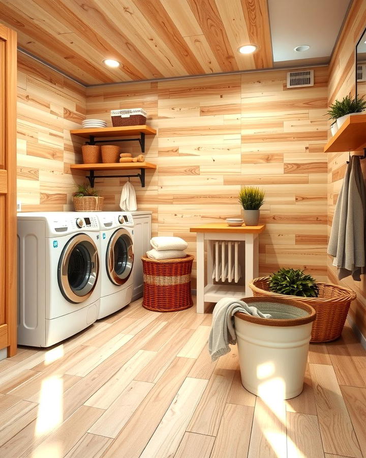 Wood Look Tiles for a Warm and Natural Feel - 30 Laundry Room Tile Ideas