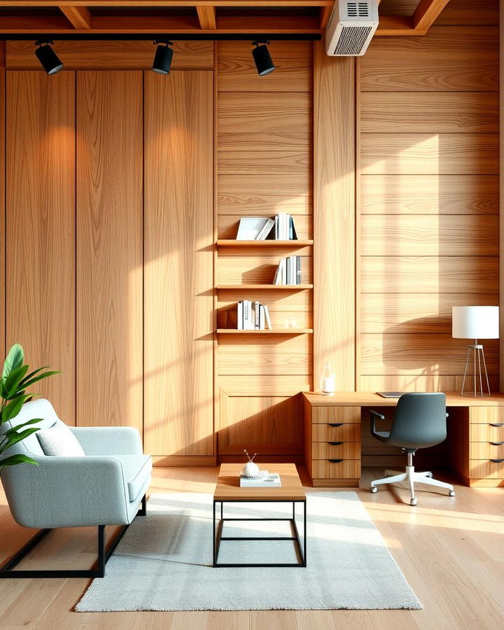 Wood Paneling - 25 Office Accent Wall Ideas