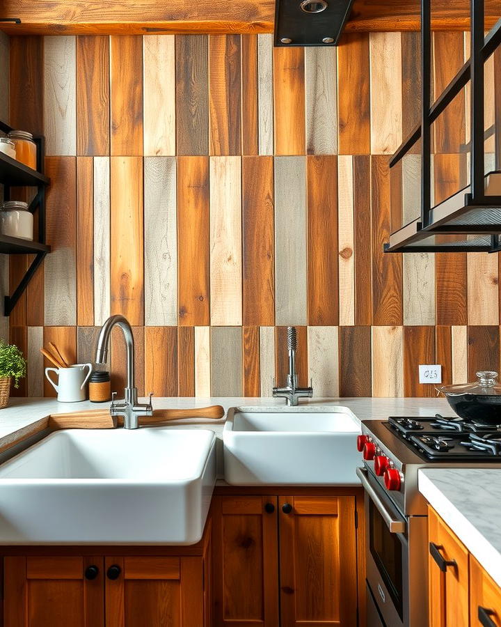 Wood and Metal Combination - 25 Rustic Backsplash Ideas