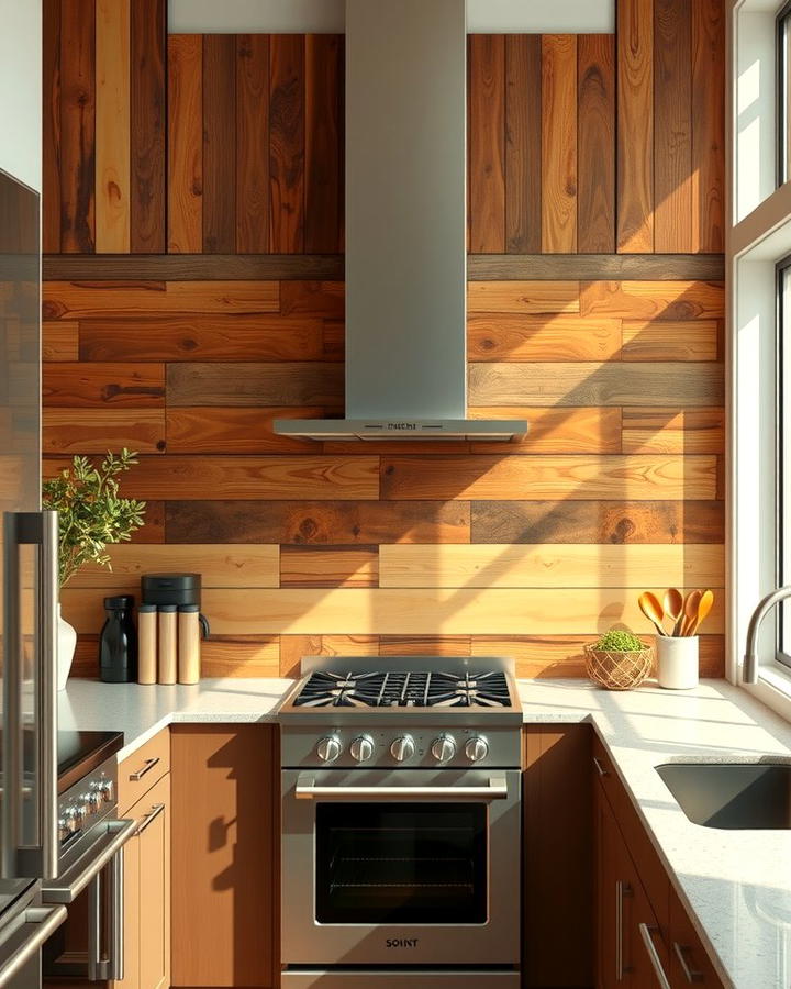 Wooden Backsplash - 25 Modern Kitchen Backsplash Ideas