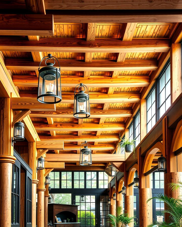 Wooden Beams for Rustic Charm - 25 patio ceiling ideas