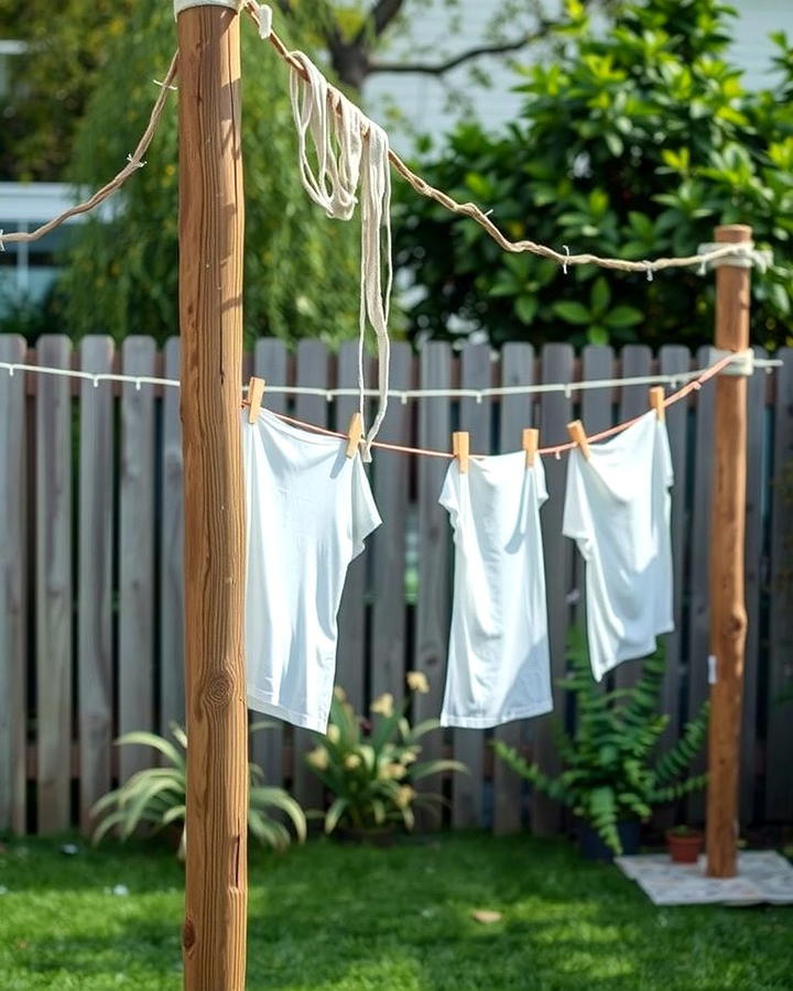 Wooden Clothesline Poles for a Rustic Appeal - 25 Outdoor Clothesline Ideas