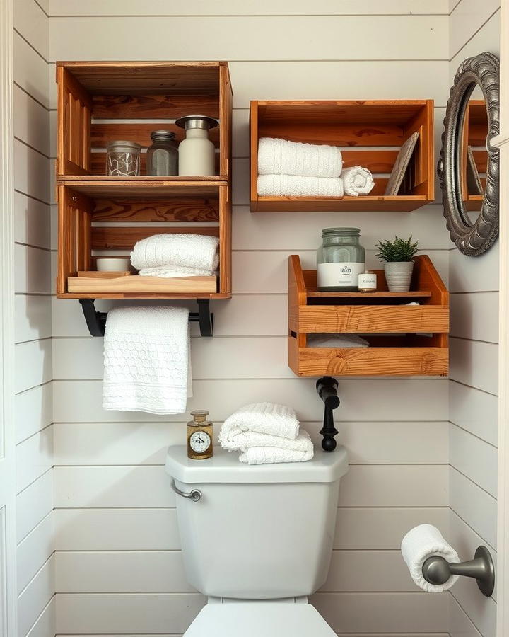 Wooden Crates for a DIY Look - 25 Over Toilet Storage Ideas