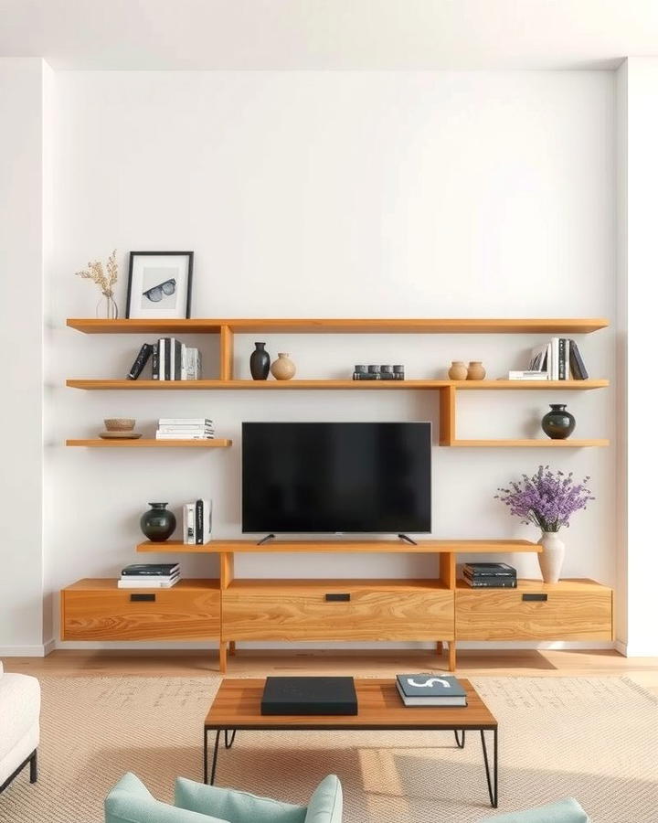 Wooden Floating Shelves - 25 Wooden Interior Design Ideas