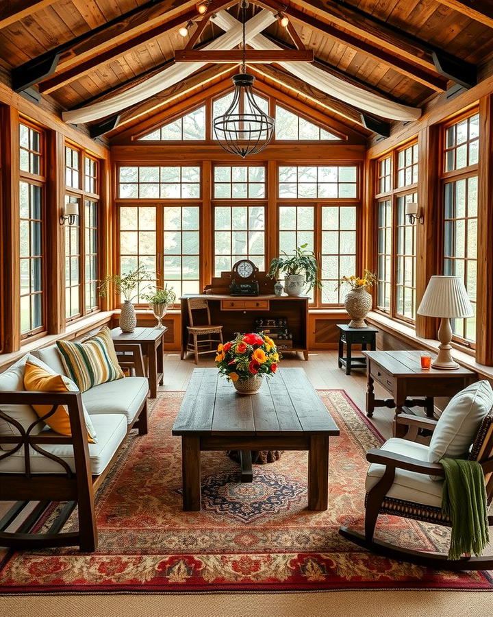 Wooden Furniture for Timeless Appeal - 25 Rustic Sunroom Ideas